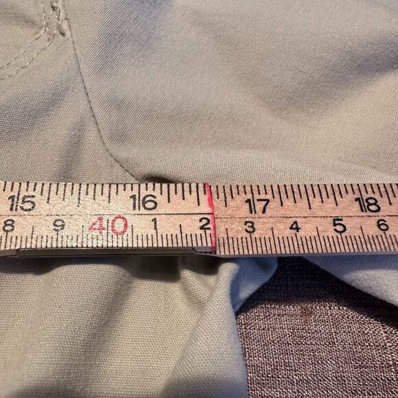 Fitted Ruffle Beige Khaki Jacket Clear Rhinestone Gem Button Up - Size M - Picture 8 of 15